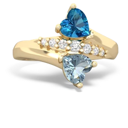 London Topaz Heart To Heart 14K Yellow Gold ring R2064