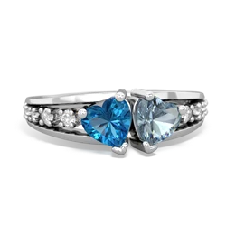 London Topaz Heart To Heart 14K White Gold ring R3342