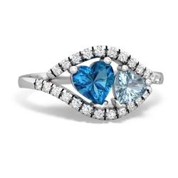 London Topaz Mother And Child 14K White Gold ring R3010