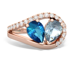 London Topaz Nestled Heart Keepsake 14K Rose Gold ring R5650