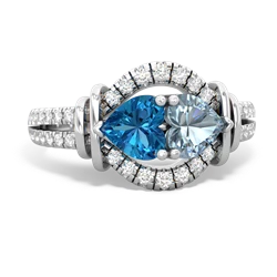 London Topaz Art-Deco Keepsake 14K White Gold ring R5630