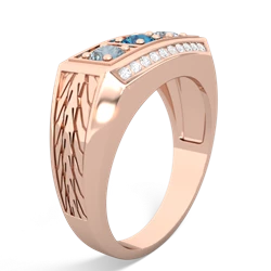 London Topaz Three Stone Tire Tread Men's 14K Rose Gold ring R0520