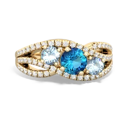 London Topaz Three Stone Aurora 14K Yellow Gold ring R3080