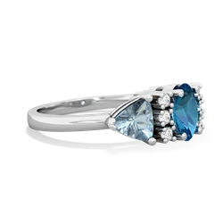 London Topaz Antique Style Three Stone 14K White Gold ring R2186