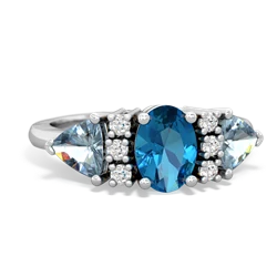 London Topaz Antique Style Three Stone 14K White Gold ring R2186