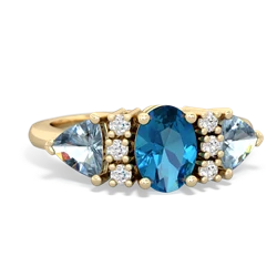 London Topaz Antique Style Three Stone 14K Yellow Gold ring R2186