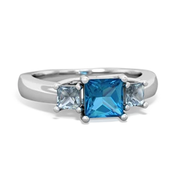 London Topaz Three Stone Trellis 14K White Gold ring R4015