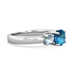 London Topaz Three Stone Round Trellis 14K White Gold ring R4018