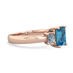 London Topaz Three Stone Emerald-Cut Trellis 14K Rose Gold ring R4021