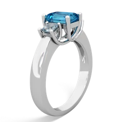 London Topaz Three Stone Emerald-Cut Trellis 14K White Gold ring R4021