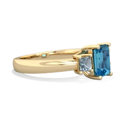 London Topaz Three Stone Emerald-Cut Trellis 14K Yellow Gold ring R4021