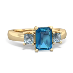 London Topaz Three Stone Emerald-Cut Trellis 14K Yellow Gold ring R4021