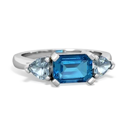 London Topaz Three Stone 14K White Gold ring R5235