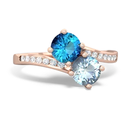 London Topaz Channel Set Two Stone 14K Rose Gold ring R5303