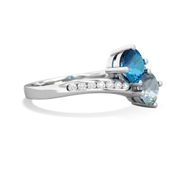 London Topaz Channel Set Two Stone 14K White Gold ring R5303