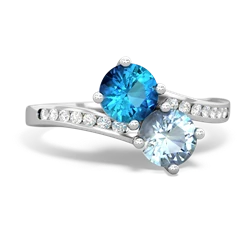 London Topaz Channel Set Two Stone 14K White Gold ring R5303