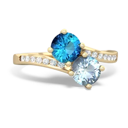 London Topaz Channel Set Two Stone 14K Yellow Gold ring R5303