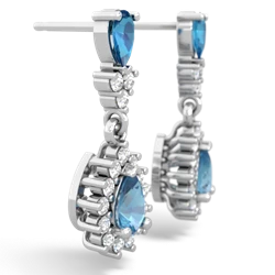 London Topaz Halo Pear Dangle 14K White Gold earrings E1882