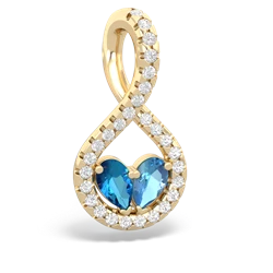 London Topaz Pave Twist 'One Heart' 14K Yellow Gold pendant P5360