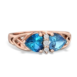 London Topaz Celtic Knot Double Heart 14K Rose Gold ring R5040