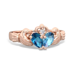 London Topaz 'Our Heart' Claddagh 14K Rose Gold ring R2388