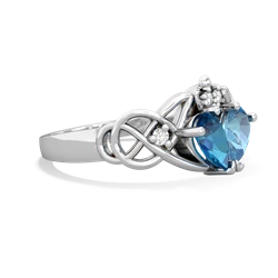 London Topaz 'One Heart' Celtic Knot Claddagh 14K White Gold ring R5322