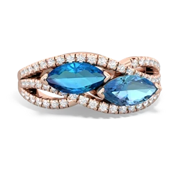 London Topaz Diamond Rivers 14K Rose Gold ring R3070