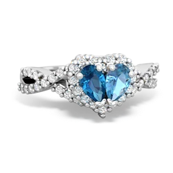 London Topaz Diamond Twist 'One Heart' 14K White Gold ring R2640HRT