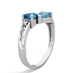 London Topaz Snuggling Hearts 14K White Gold ring R2178