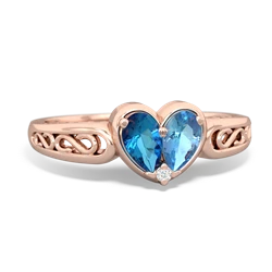 London Topaz Filligree 'One Heart' 14K Rose Gold ring R5070