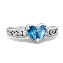 London Topaz Filligree 'One Heart' 14K White Gold ring R5070