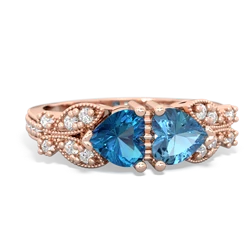 London Topaz Diamond Butterflies 14K Rose Gold ring R5601