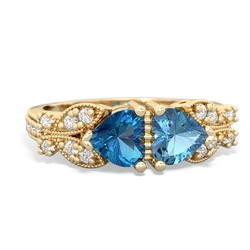 London Topaz Diamond Butterflies 14K Yellow Gold ring R5601