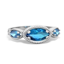 London Topaz Milgrain Marquise 14K White Gold ring R5700