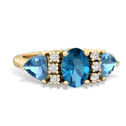 London Topaz Antique Style Three Stone 14K Yellow Gold ring R2186