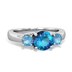 London Topaz Three Stone Round Trellis 14K White Gold ring R4018