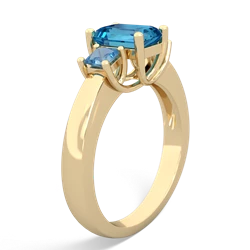 London Topaz Three Stone Emerald-Cut Trellis 14K Yellow Gold ring R4021