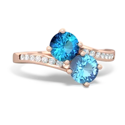 London Topaz Channel Set Two Stone 14K Rose Gold ring R5303