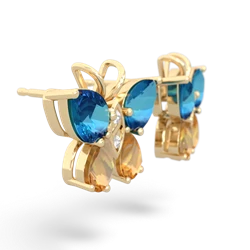 London Topaz Butterfly 14K Yellow Gold earrings E2215