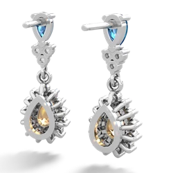 London Topaz Halo Pear Dangle 14K White Gold earrings E1882