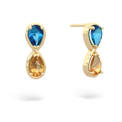 London Topaz Infinity 14K Yellow Gold earrings E5050