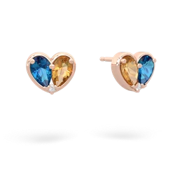 London Topaz 'Our Heart' 14K Rose Gold earrings E5072