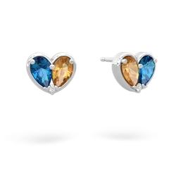 London Topaz 'Our Heart' 14K White Gold earrings E5072