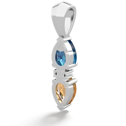 London Topaz Bowtie Drop 14K White Gold pendant P0865