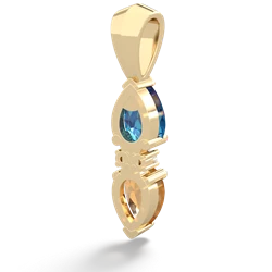 London Topaz Bowtie Drop 14K Yellow Gold pendant P0865