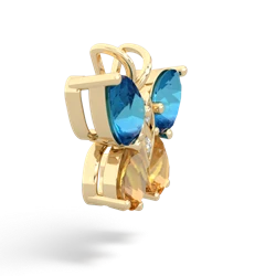 London Topaz Butterfly 14K Yellow Gold pendant P2215