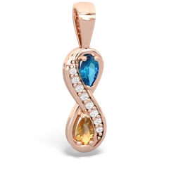 London Topaz Diamond Infinity 14K Rose Gold pendant P5390