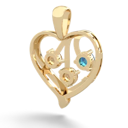 London Topaz Glowing Heart 14K Yellow Gold pendant P2233