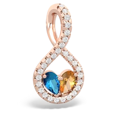 London Topaz Pave Twist 'One Heart' 14K Rose Gold pendant P5360