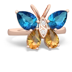 London Topaz Butterfly 14K Rose Gold ring R2215